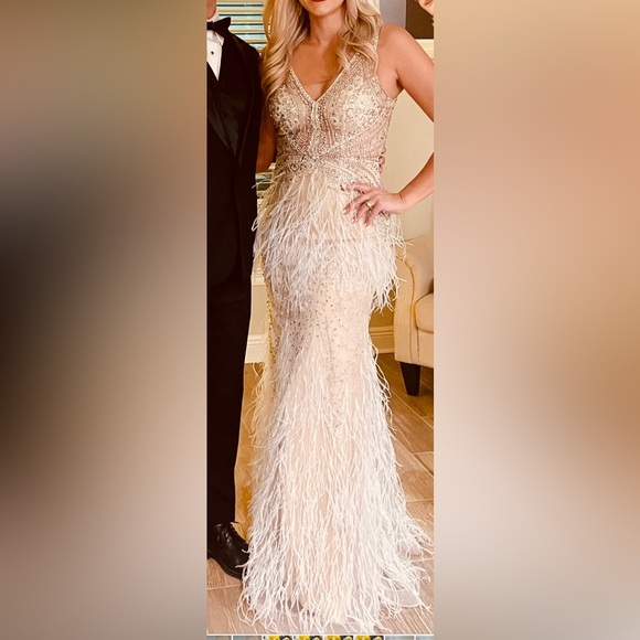 Jovani feather sequin dress - Picture 2 of 2